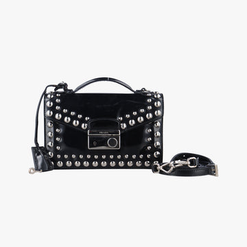 Sound Crystal Studded Crossbody Black Patent 110サウンド クリスタル スタッズ クロスボディ ブラック パテント 110