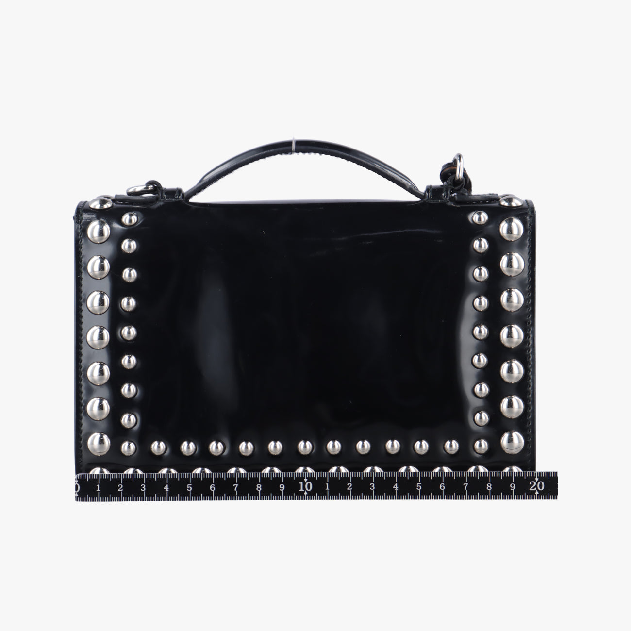 Sound Crystal Studded Crossbody Black Patent 110サウンド クリスタル スタッズ クロスボディ ブラック パテント 110