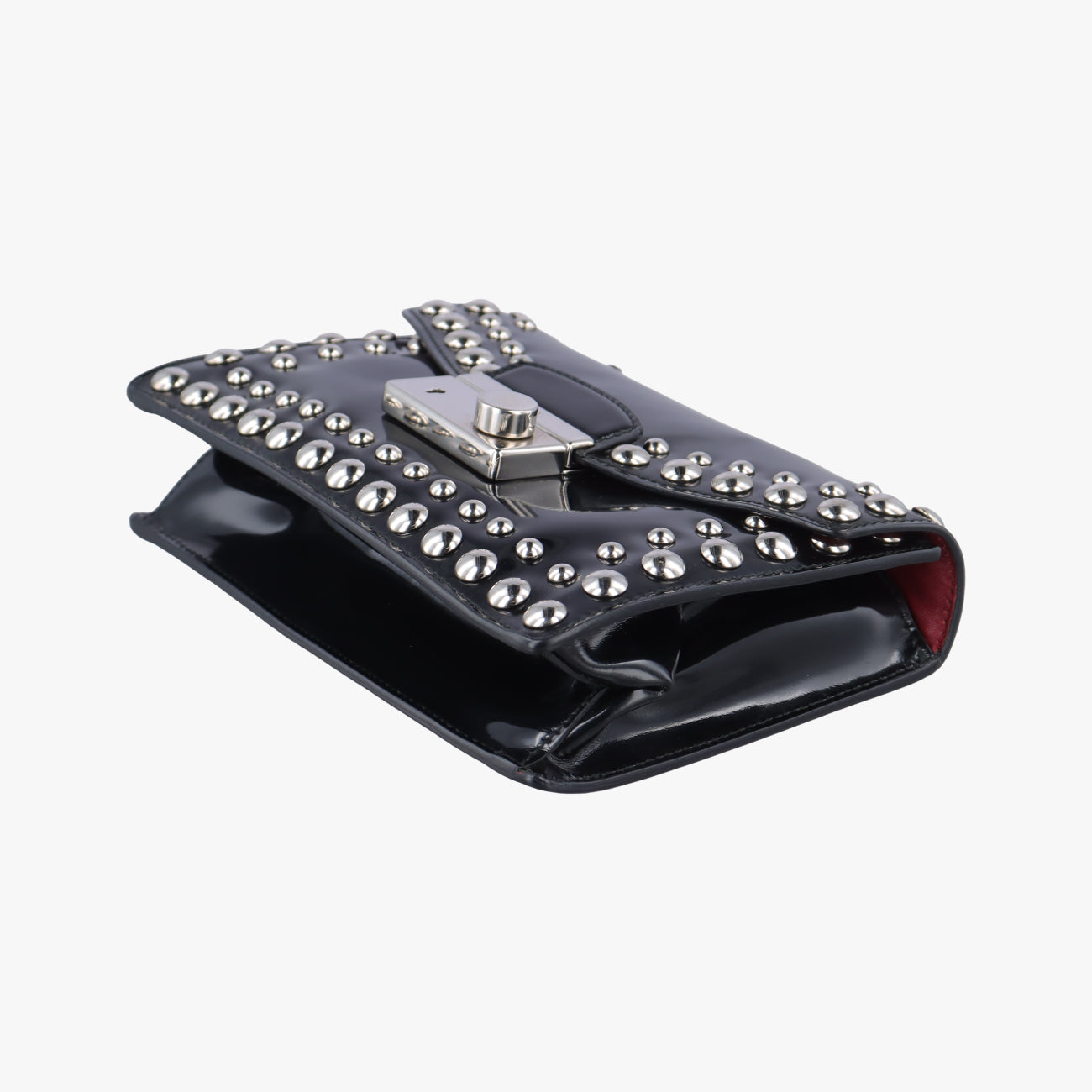 Sound Crystal Studded Crossbody Black Patent 110サウンド クリスタル スタッズ クロスボディ ブラック パテント 110