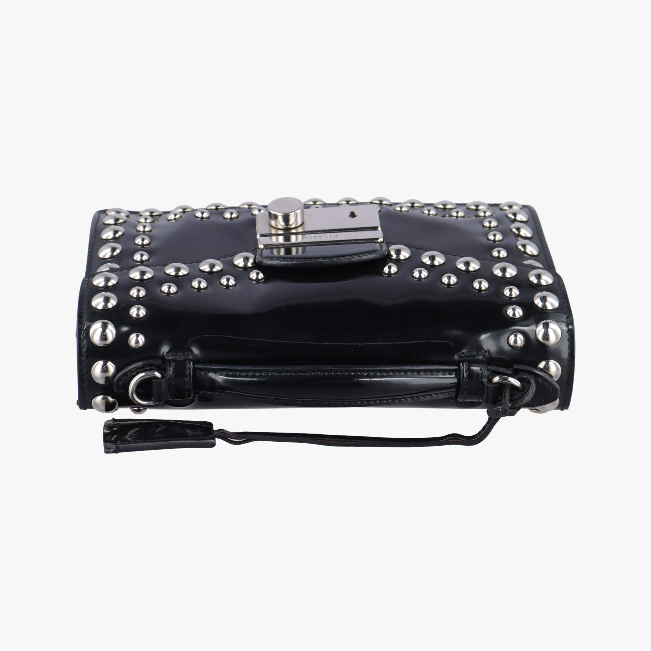Sound Crystal Studded Crossbody Black Patent 110サウンド クリスタル スタッズ クロスボディ ブラック パテント 110