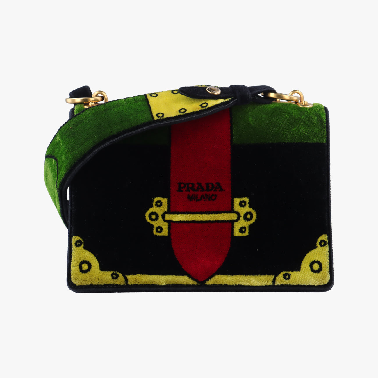 Cahier Green×Multicolour velour 1BD075 24カイエ グリーン×マルチカラー ベロア 1BD075 24