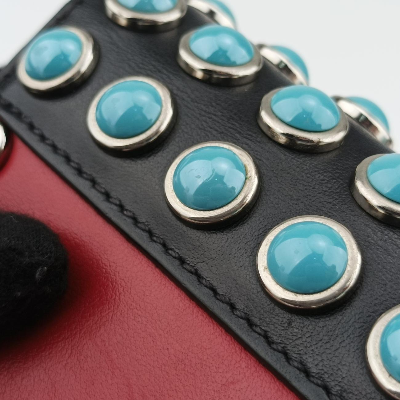 Comic Print Black x Red x Multicolor leather 1BD121 25コミック プリント ブラック×レッド×マルチカラー レザー 1BD121 25