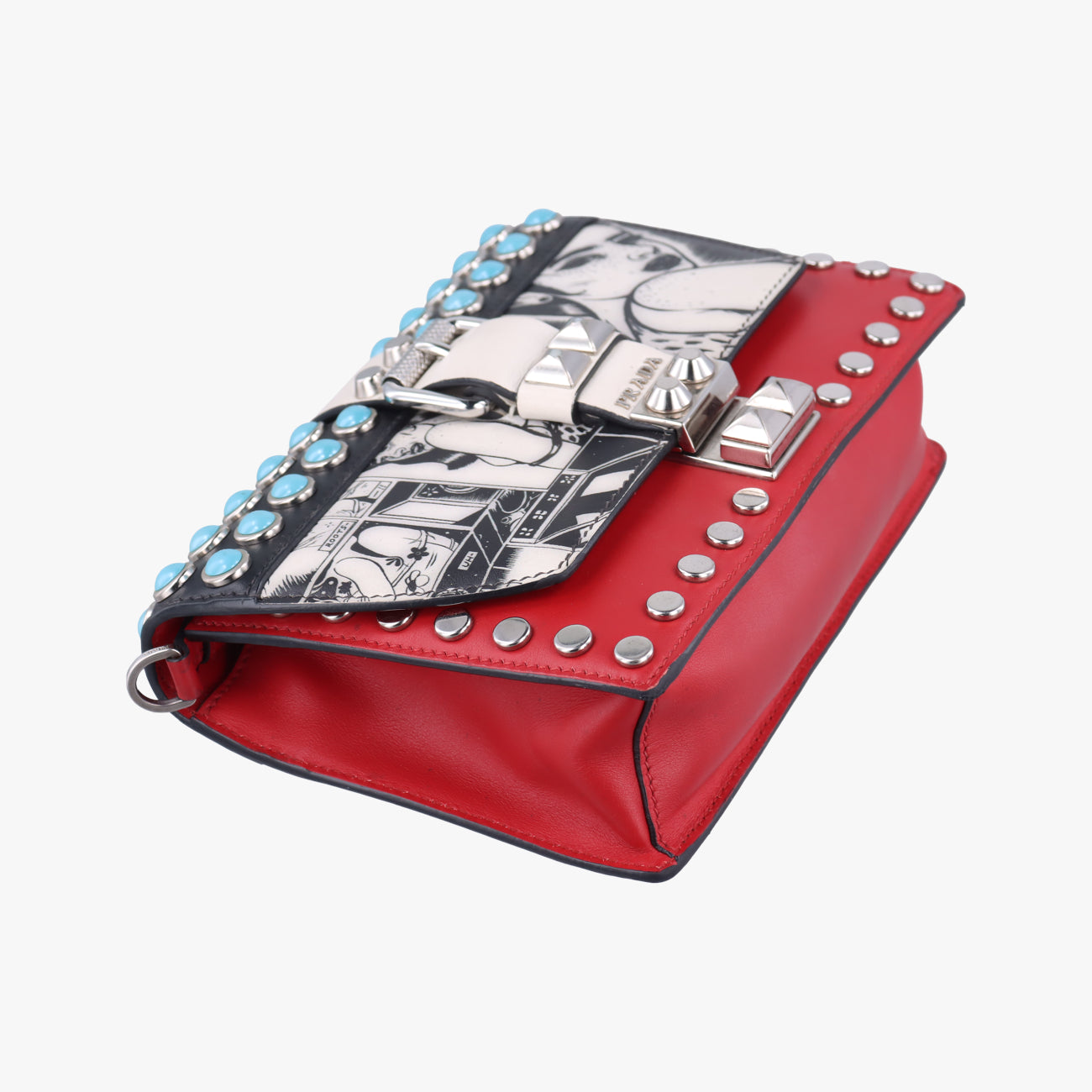 Comic Print Black x Red x Multicolor leather 1BD121 25コミック プリント ブラック×レッド×マルチカラー レザー 1BD121 25