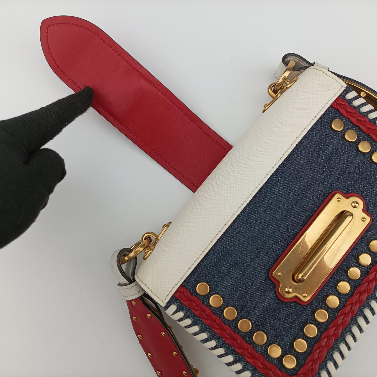 Cahier  tassen Leder Multicolour Leather×Denim 1BD045 25カイエ タッセン レダー マルチカラー レザー×デニム 1BD045 25