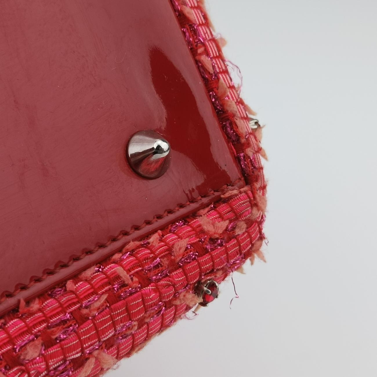 Lady Dior Heart Crystal Cannage Fringe Red×Multicolour Tweed×Enamel 11-MA-1102レディ ディオール ハート クリスタル カナージュ フリンジ レッド×マルチカラー ツイード×エナメル 11-MA-1102