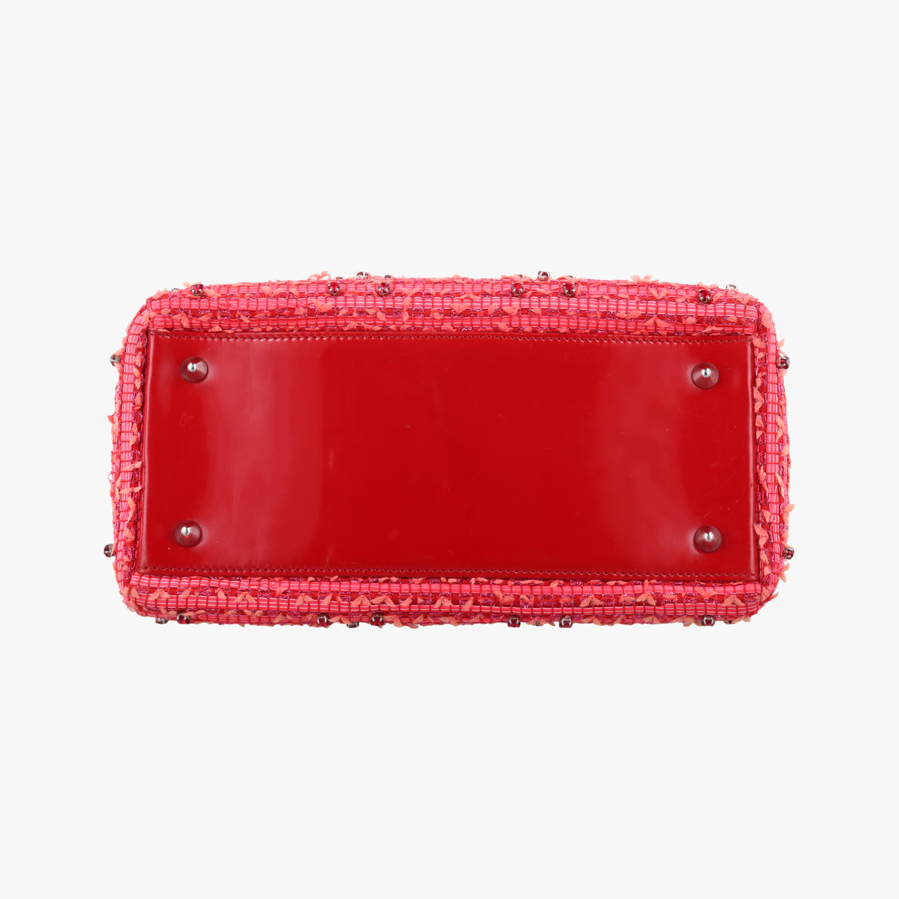 Lady Dior Heart Crystal Cannage Fringe Red×Multicolour Tweed×Enamel 11-MA-1102レディ ディオール ハート クリスタル カナージュ フリンジ レッド×マルチカラー ツイード×エナメル 11-MA-1102