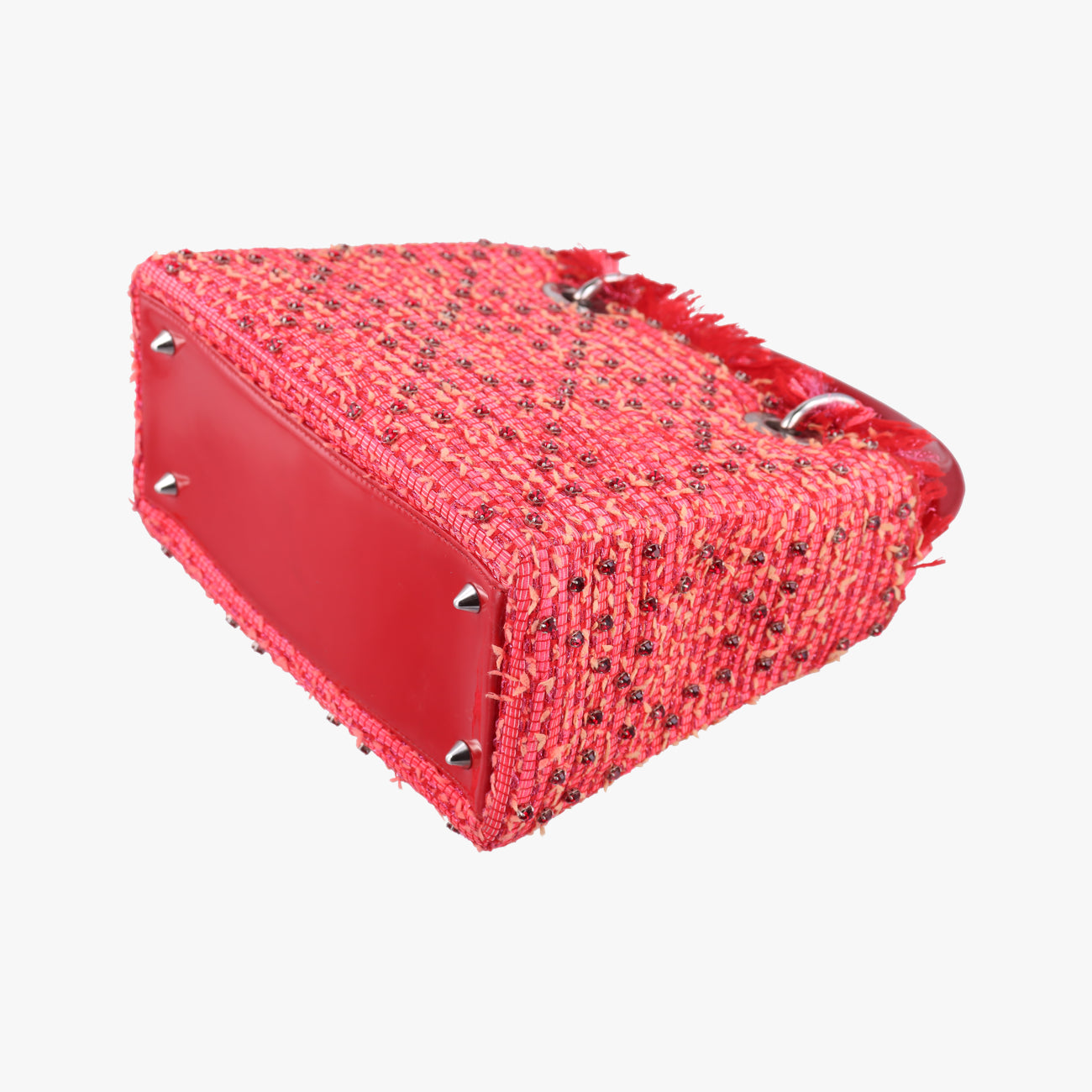 Lady Dior Heart Crystal Cannage Fringe Red×Multicolour Tweed×Enamel 11-MA-1102レディ ディオール ハート クリスタル カナージュ フリンジ レッド×マルチカラー ツイード×エナメル 11-MA-1102