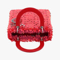 Lady Dior Heart Crystal Cannage Fringe Red×Multicolour Tweed×Enamel 11-MA-1102レディ ディオール ハート クリスタル カナージュ フリンジ レッド×マルチカラー ツイード×エナメル 11-MA-1102
