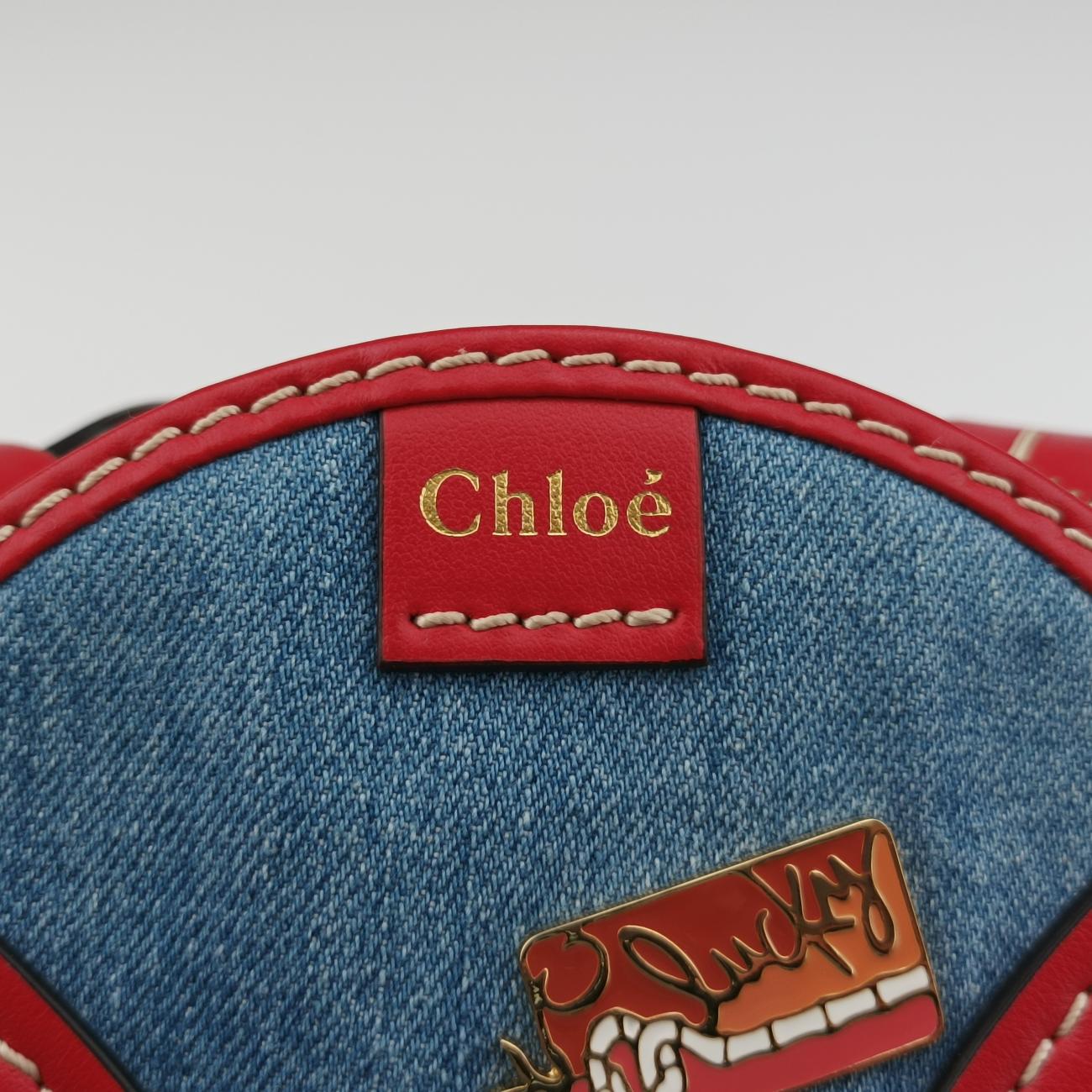 Mini Daria Red x Blue x Multicolor Denim x Leather 01 21 70 65 3ミニダリア レッド×ブルー×マルチカラー デニム×レザー 01 21 70 65 3