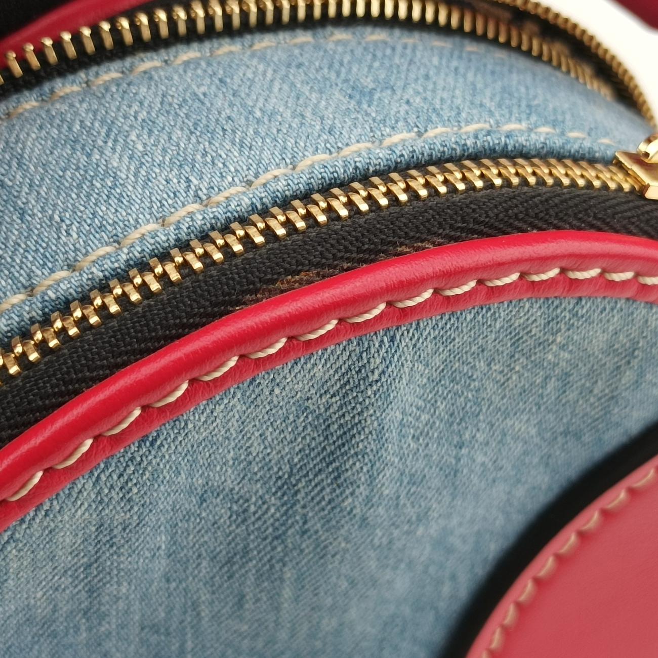 Mini Daria Red x Blue x Multicolor Denim x Leather 01 21 70 65 3ミニダリア レッド×ブルー×マルチカラー デニム×レザー 01 21 70 65 3