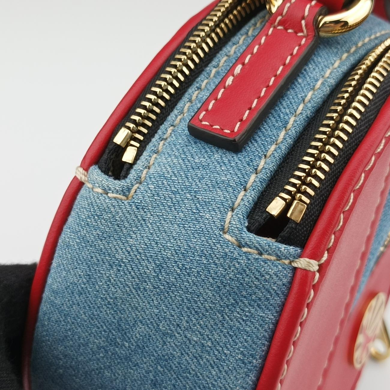 Mini Daria Red x Blue x Multicolor Denim x Leather 01 21 70 65 3ミニダリア レッド×ブルー×マルチカラー デニム×レザー 01 21 70 65 3