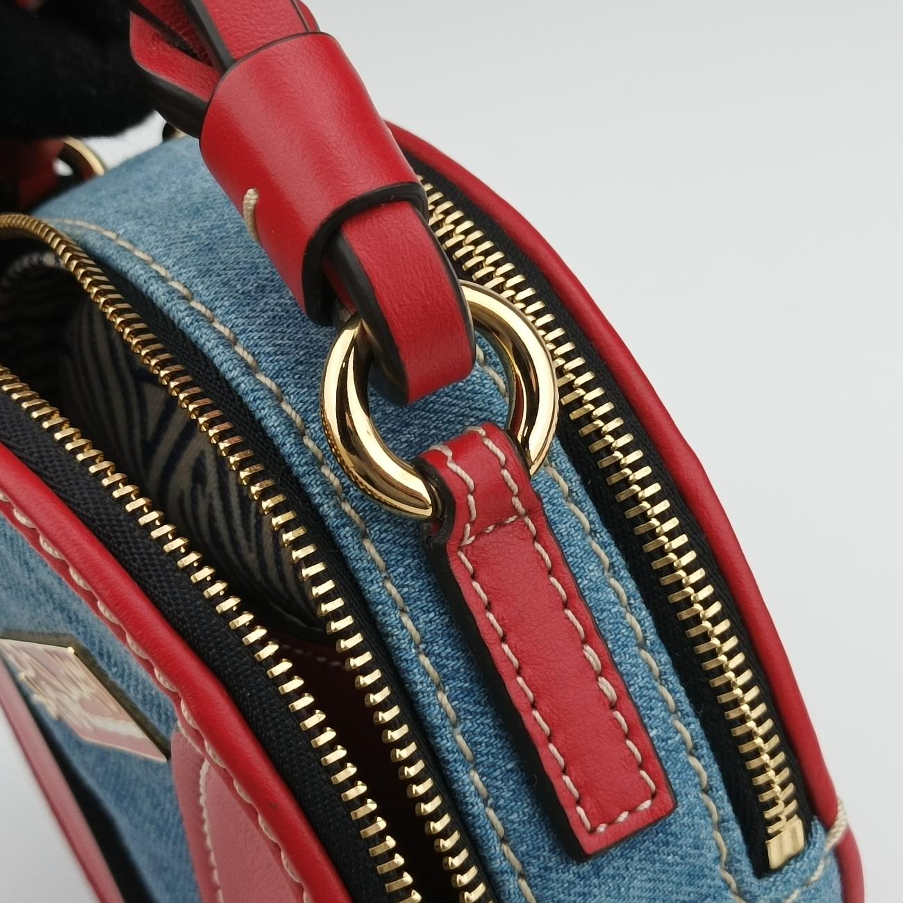 Mini Daria Red x Blue x Multicolor Denim x Leather 01 21 70 65 3ミニダリア レッド×ブルー×マルチカラー デニム×レザー 01 21 70 65 3