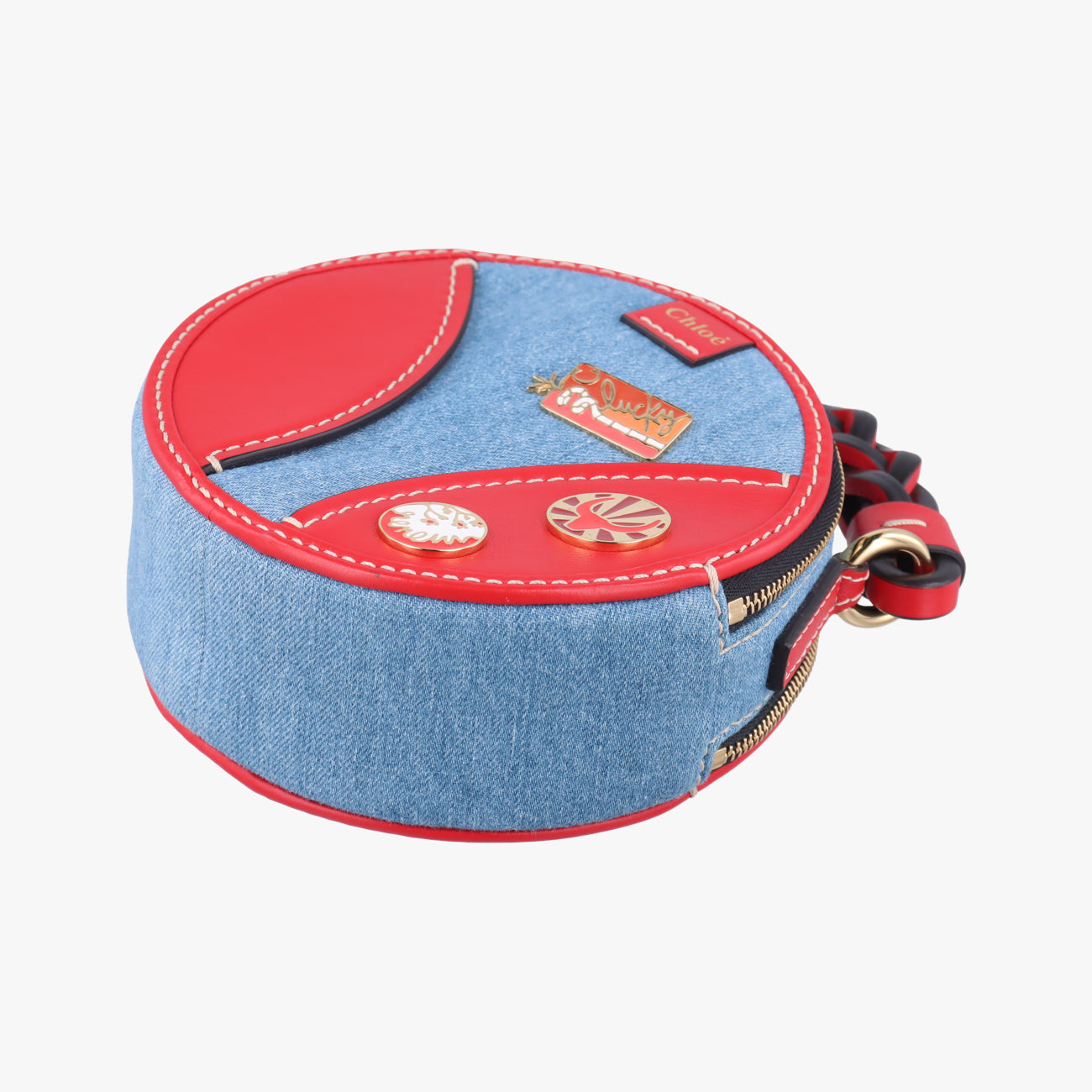 Mini Daria Red x Blue x Multicolor Denim x Leather 01 21 70 65 3ミニダリア レッド×ブルー×マルチカラー デニム×レザー 01 21 70 65 3