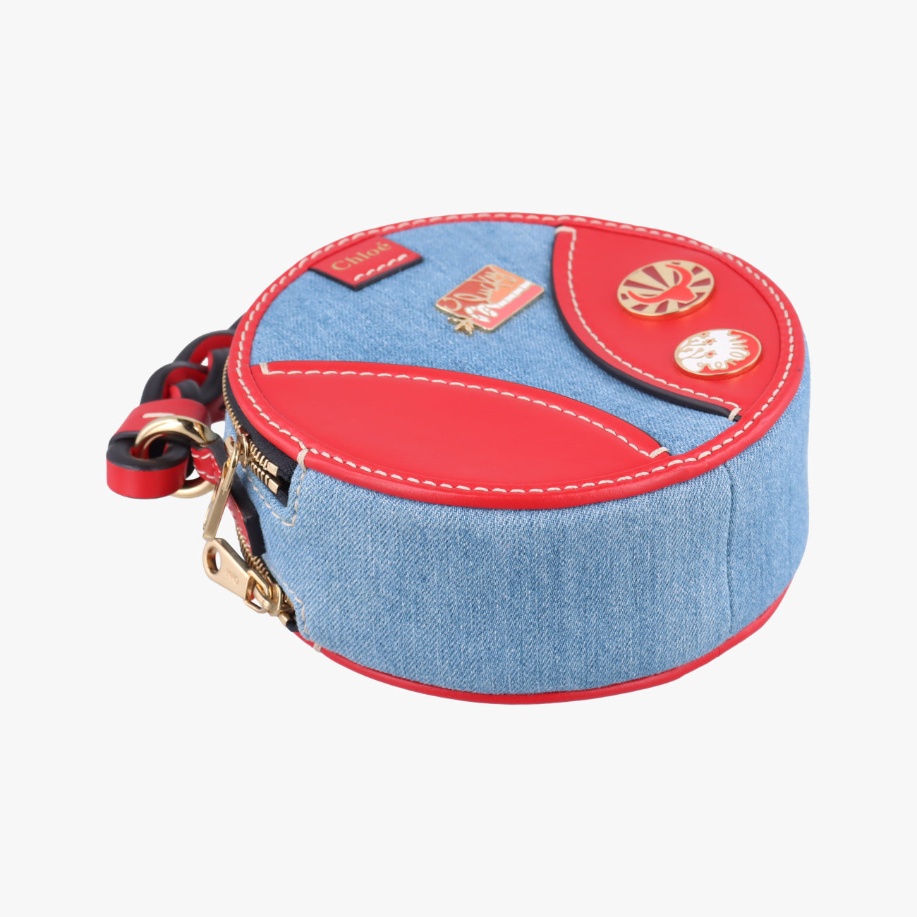 Mini Daria Red x Blue x Multicolor Denim x Leather 01 21 70 65 3ミニダリア レッド×ブルー×マルチカラー デニム×レザー 01 21 70 65 3