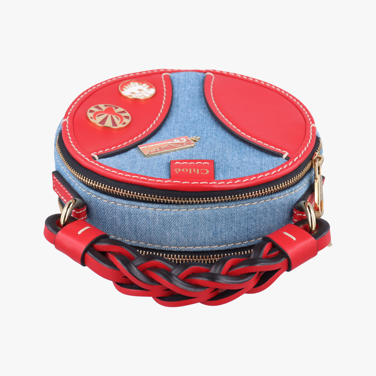 Mini Daria Red x Blue x Multicolor Denim x Leather 01 21 70 65 3ミニダリア レッド×ブルー×マルチカラー デニム×レザー 01 21 70 65 3