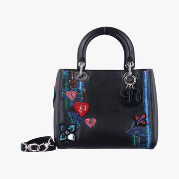 Lady Dior Black×multicolor Leather 18-MA-0145レディディオール ブラック×マルチカラー レザー 18-MA-0145