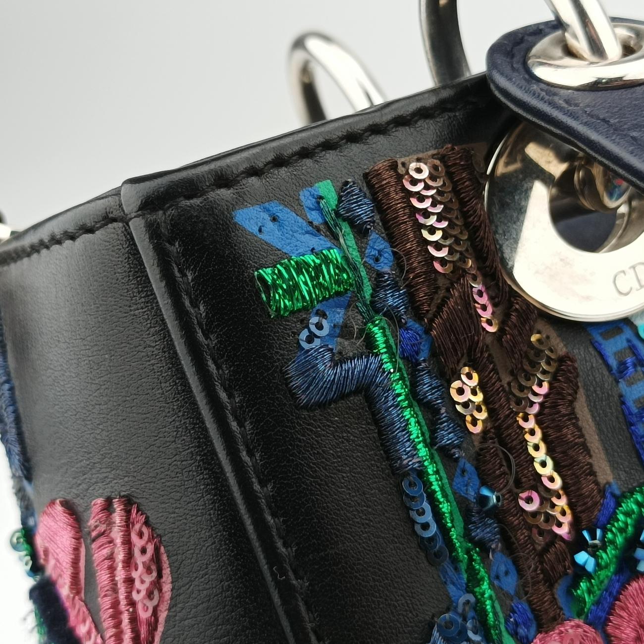 Lady Dior Black×multicolor Leather 18-MA-0145レディディオール ブラック×マルチカラー レザー 18-MA-0145