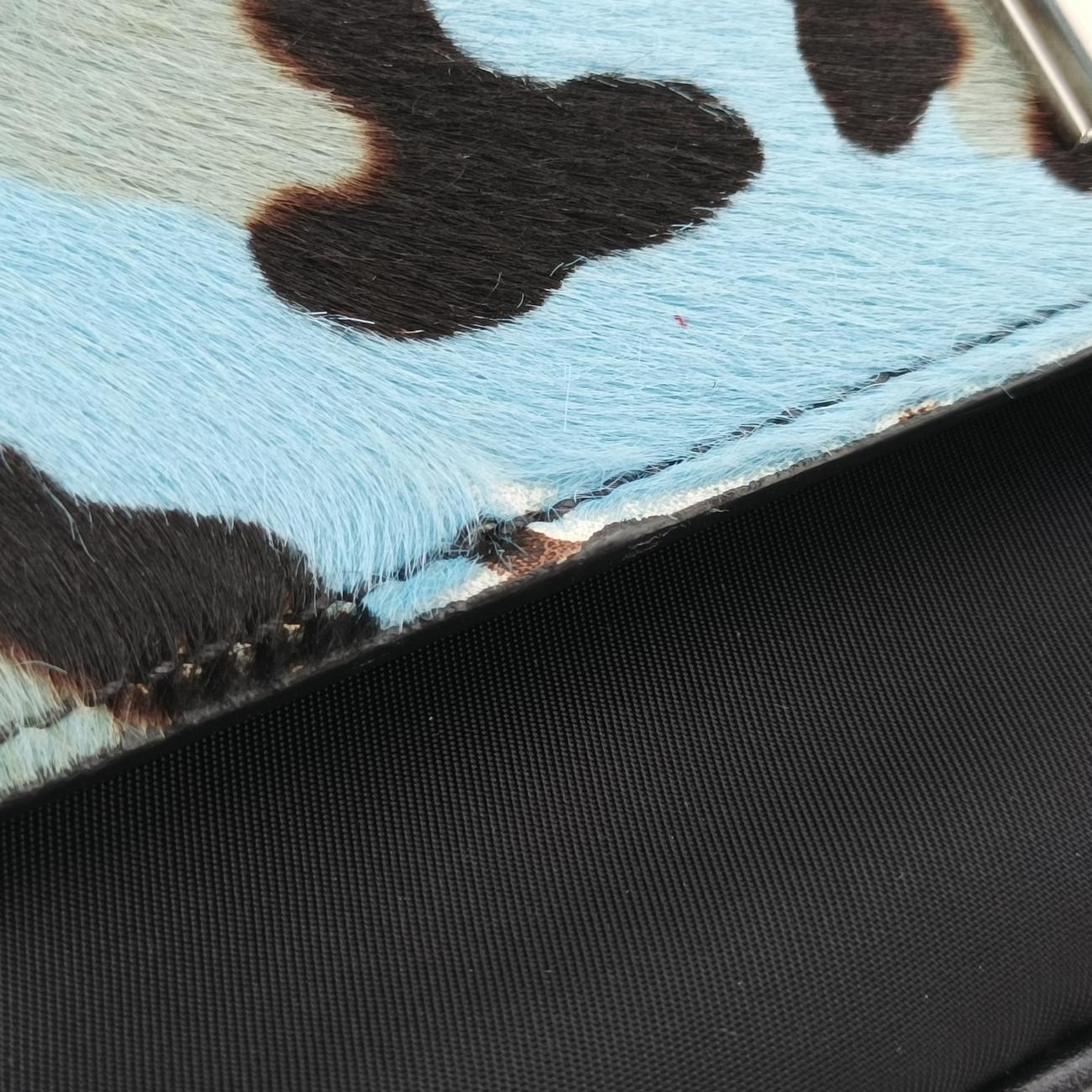 Leopard print Blue x Black x Multicolor ponyhair×nylon 1BD009 117レオパード柄 ブルー×ブラック×マルチカラー ハラコ×ナイロン 1BD009 117