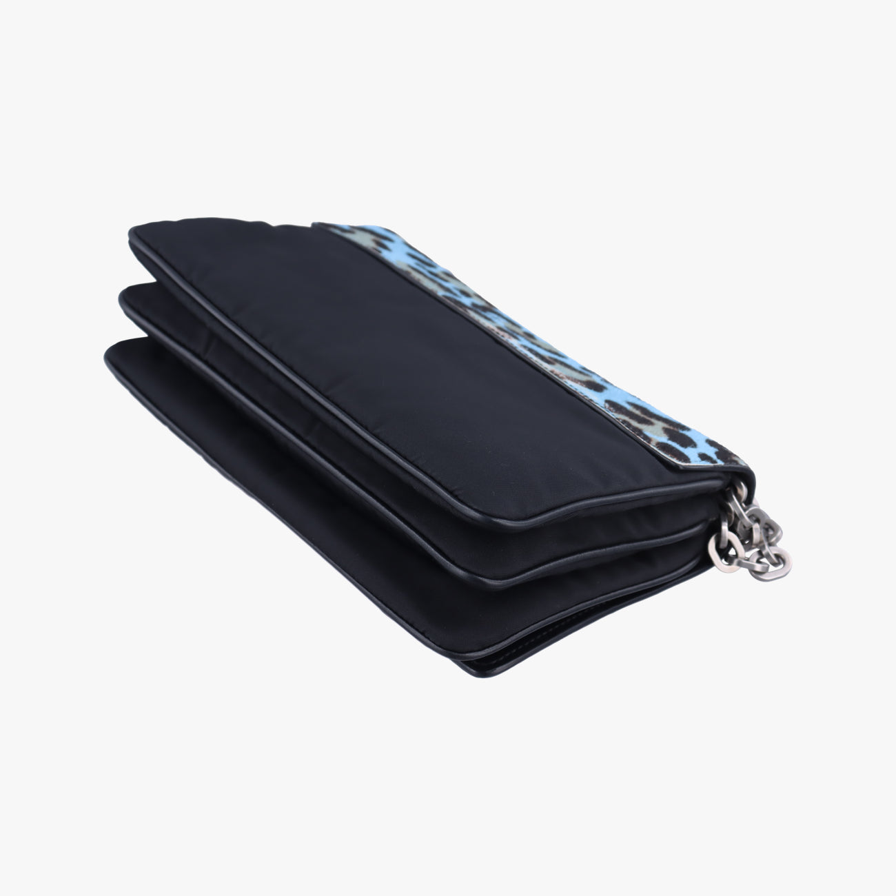 Leopard print Blue x Black x Multicolor ponyhair×nylon 1BD009 117レオパード柄 ブルー×ブラック×マルチカラー ハラコ×ナイロン 1BD009 117