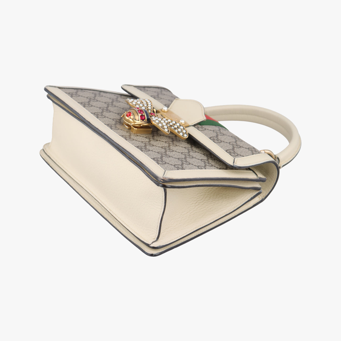 Queen Margaret White x Beige x Red x Green PVC coated canvas×Leather 476541 G029700866クイーン マーガレット ホワイト×ベージュ×レッド×グリーン PVCコーティングキャンバス×レザー 476541 G029700866