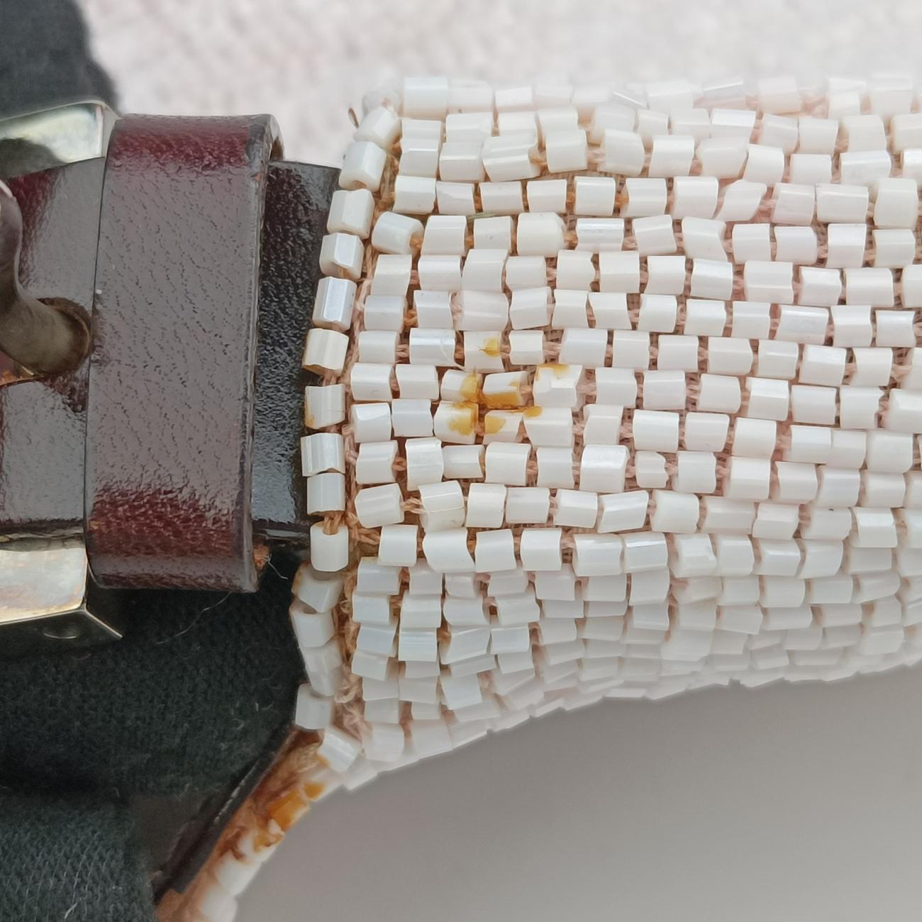 Baguette White×Brown Beaded Lot number unknownマンマバケット ホワイト×ブラウン ビーズ 製番不明