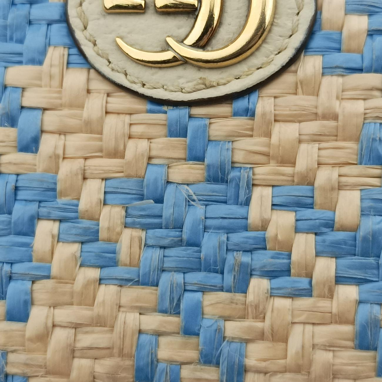 Diana Bamboo Beige× Light Blue× Blue Straw x Leather 696817 ダイアナ バンブー ベージュ×ライトブルー×ブルー ストロー×レザー 696817 