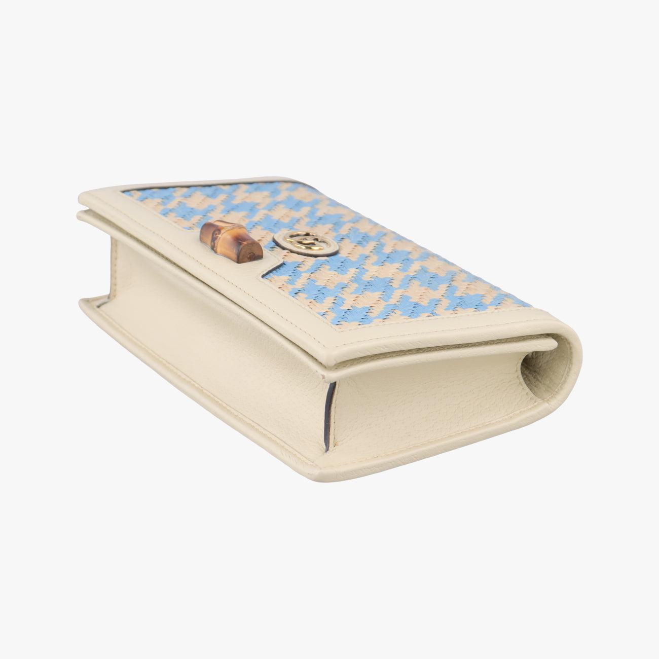 Diana Bamboo Beige× Light Blue× Blue Straw x Leather 696817 ダイアナ バンブー ベージュ×ライトブルー×ブルー ストロー×レザー 696817 