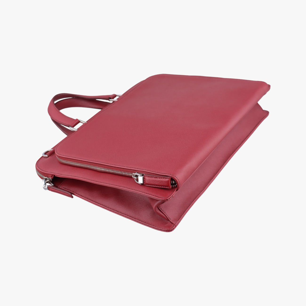 Triangle Logo Plate Red Saffiano Leather 49三角 ロゴ プレート レッド サフィアーノレザー 49