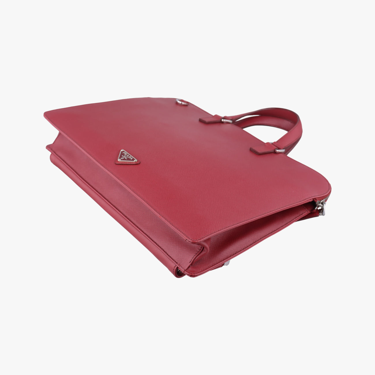 Triangle Logo Plate Red Saffiano Leather 49三角 ロゴ プレート レッド サフィアーノレザー 49