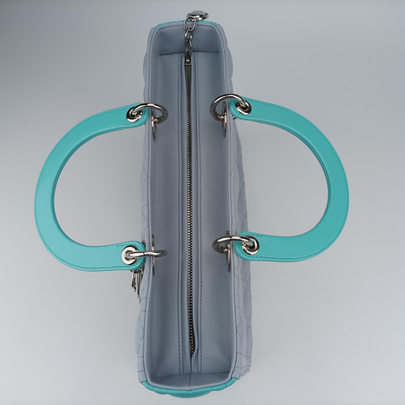 Lady Dior Blue x Light Blue lambskin 15-BO-0163レディディオール ブルー×ライトブルー ラムスキン 15-BO-0163