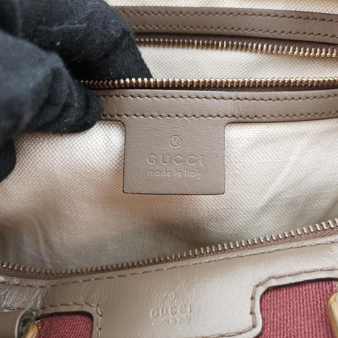 Sherry Line Beige×Burgundy canvas×Leather 247205 D016640384シェリーライン ベージュ×ワインレッド キャンバス×レザー 247205 D016640384