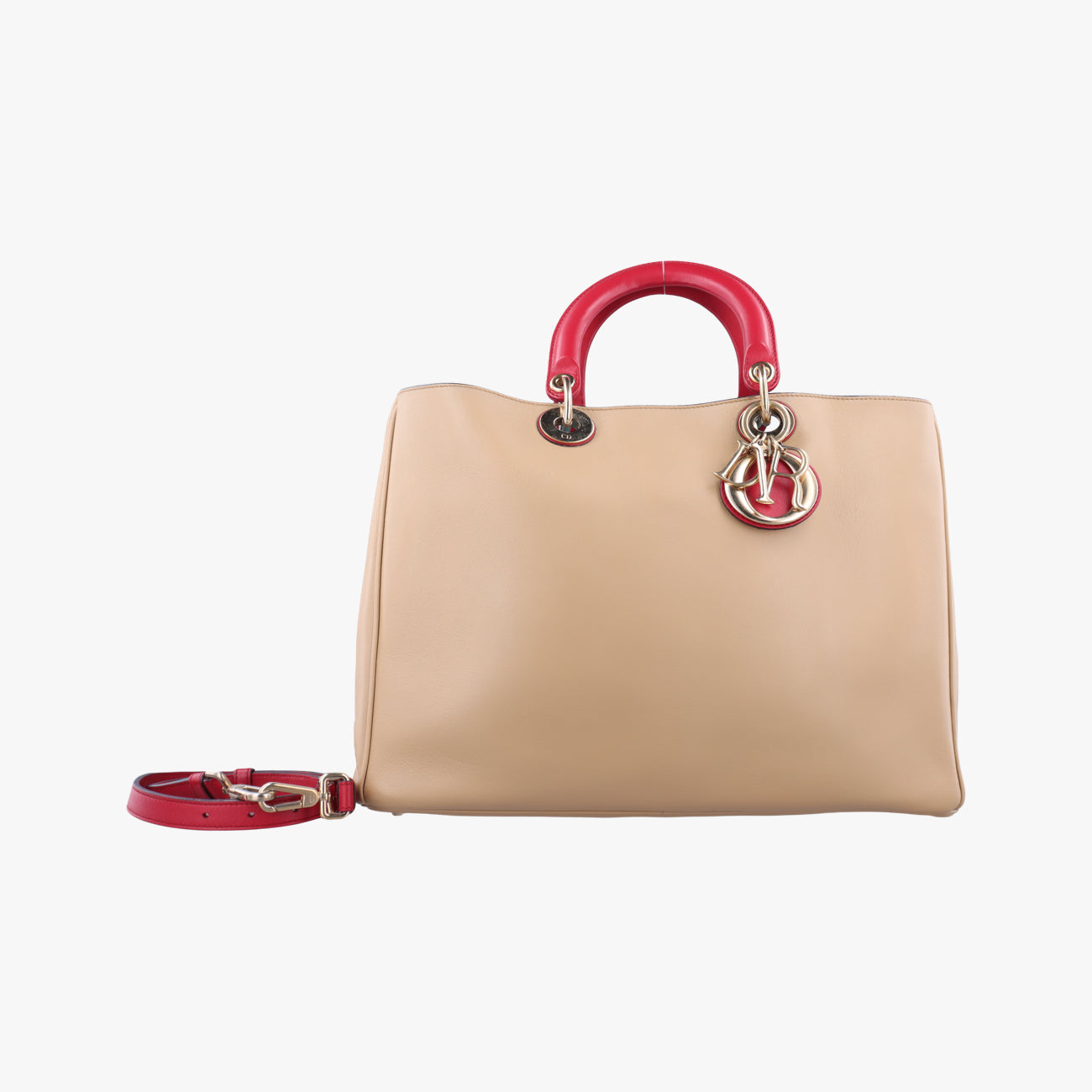 Diorissimo Beige×Red Leather 09-MA-0172ディオリッシモ ベージュ×レッド レザー 09-MA-0172