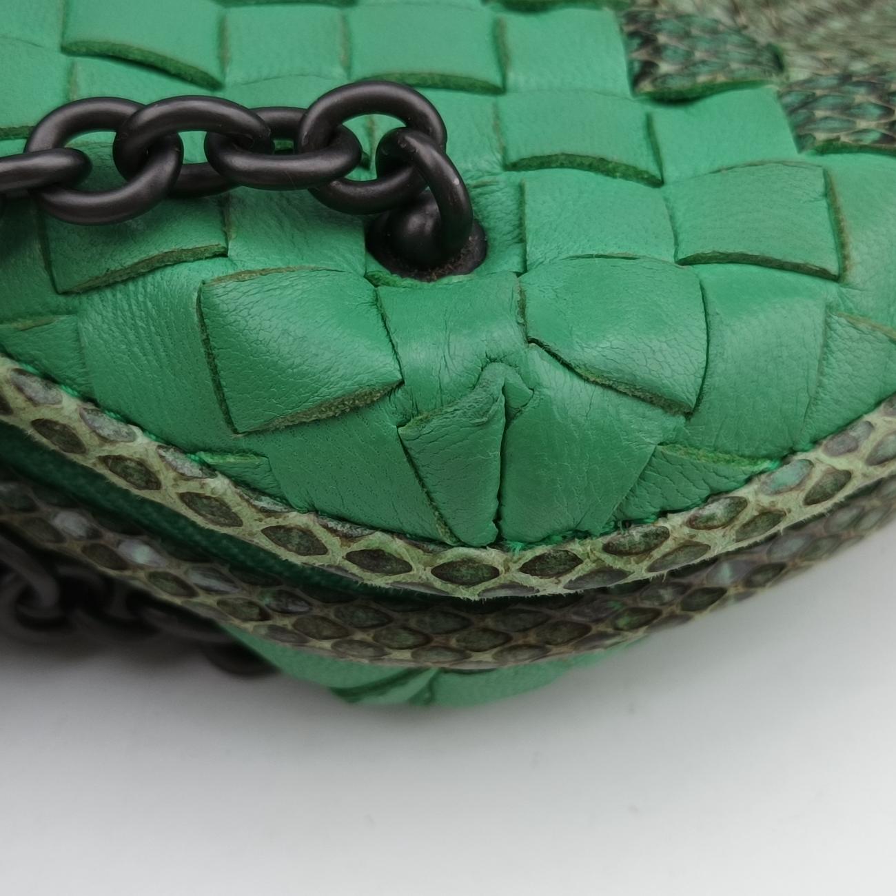 Intrecciato Green Leather×snakeskin B02498862Qイントレチャート グリーン レザー×ヘビ革 B02498862Q