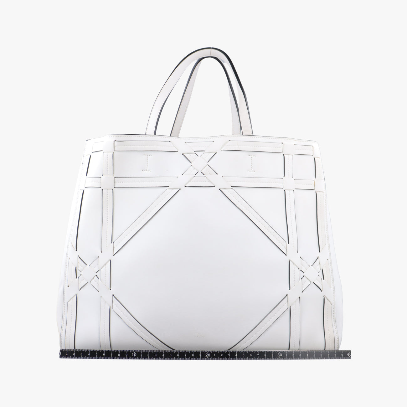 Cannage Detail Shopper Tote White Leather 01-RU-0136カナージュディテール ショッパートート ホワイト レザー 01-RU-0136