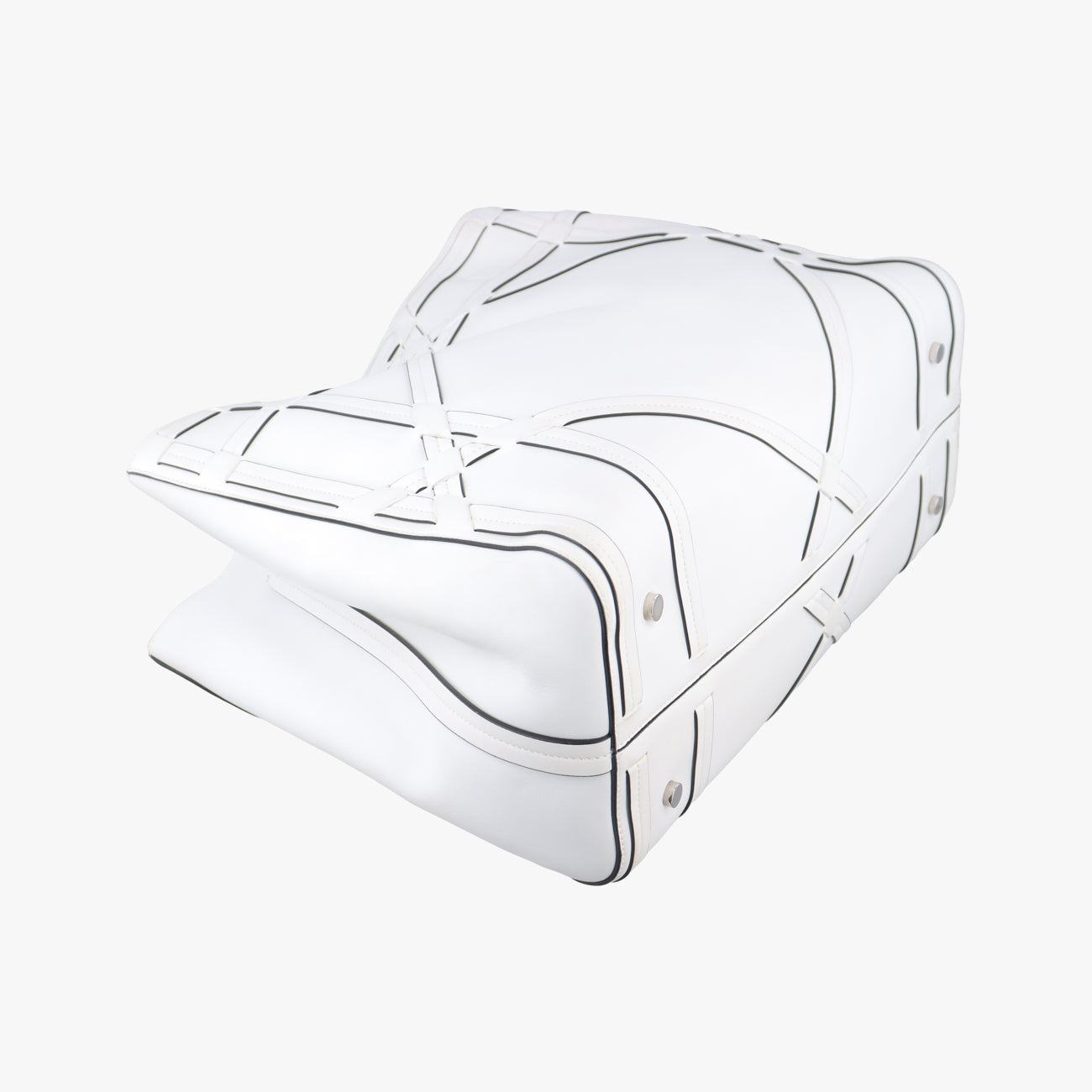 Cannage Detail Shopper Tote White Leather 01-RU-0136カナージュディテール ショッパートート ホワイト レザー 01-RU-0136