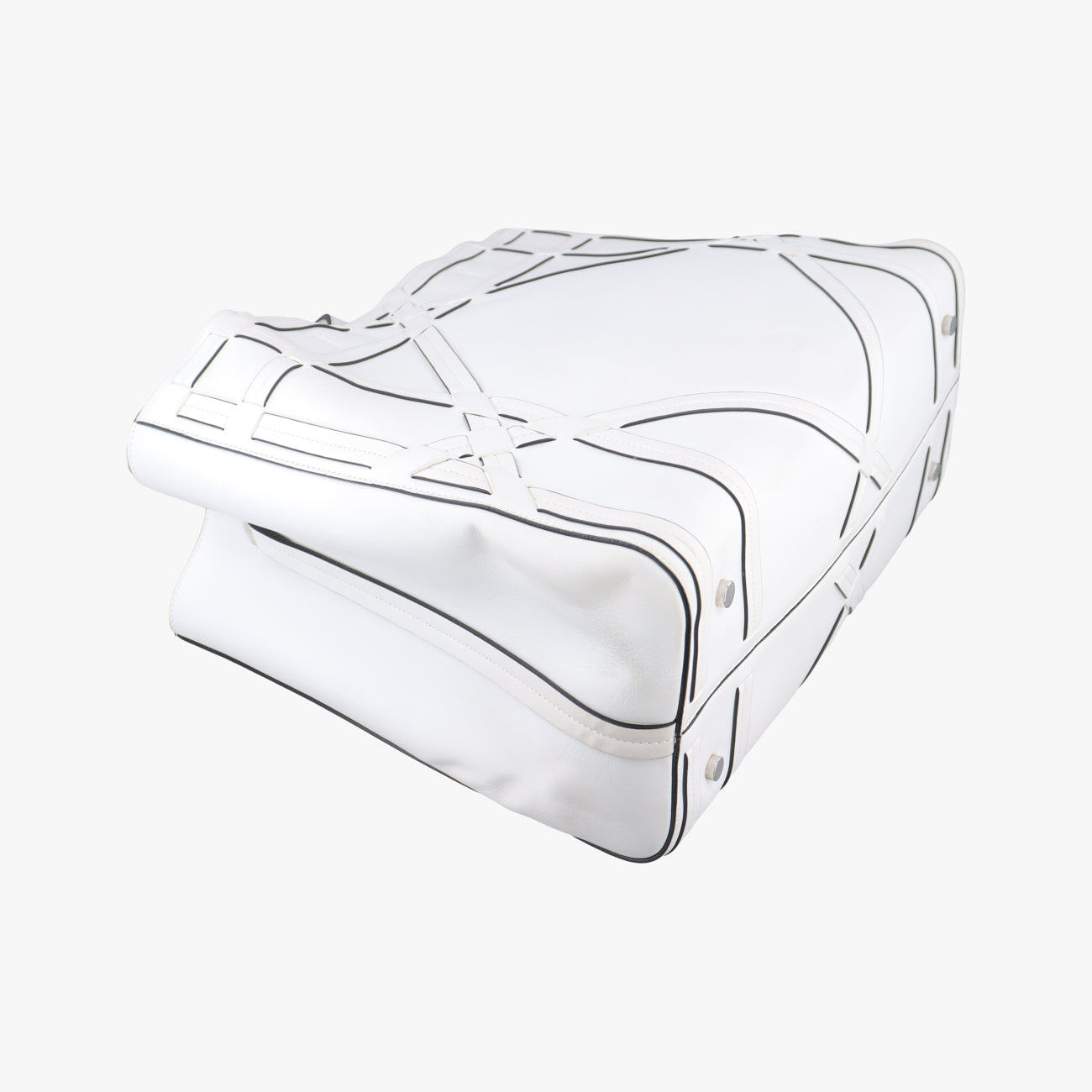 Cannage Detail Shopper Tote White Leather 01-RU-0136カナージュディテール ショッパートート ホワイト レザー 01-RU-0136