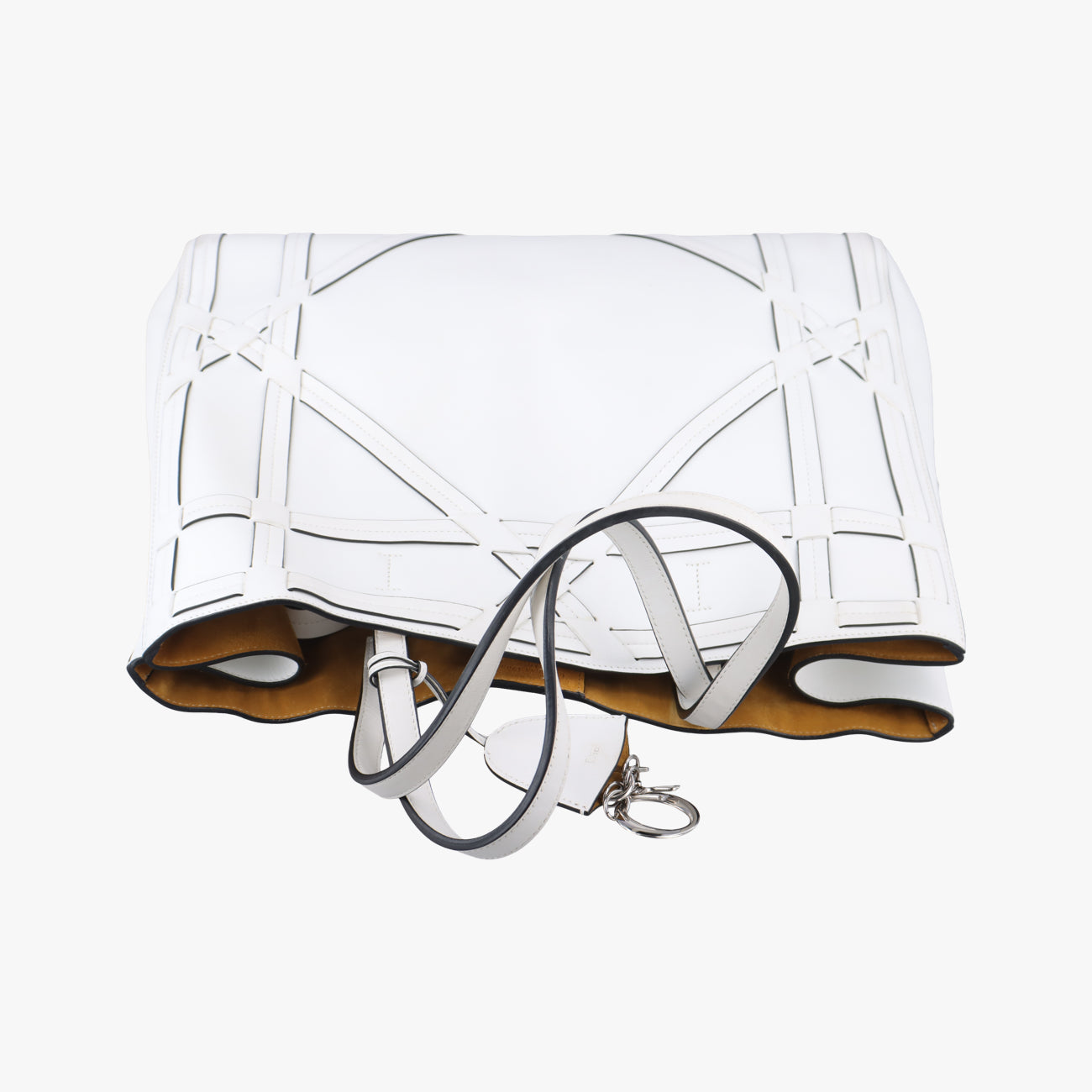 Cannage Detail Shopper Tote White Leather 01-RU-0136カナージュディテール ショッパートート ホワイト レザー 01-RU-0136