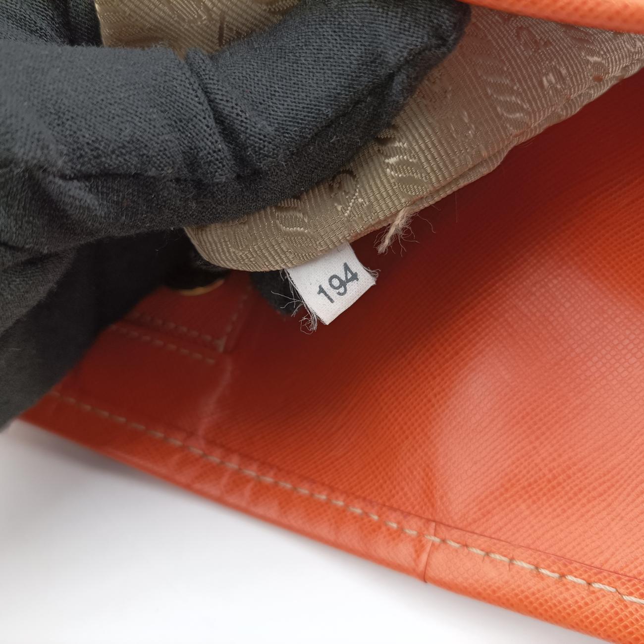 logo jacquard Orange×beige Fabric × SAFFIANO Leather 194ロゴジャガード オレンジ×ベージュ ファブリック×サフィアーノレザー 194