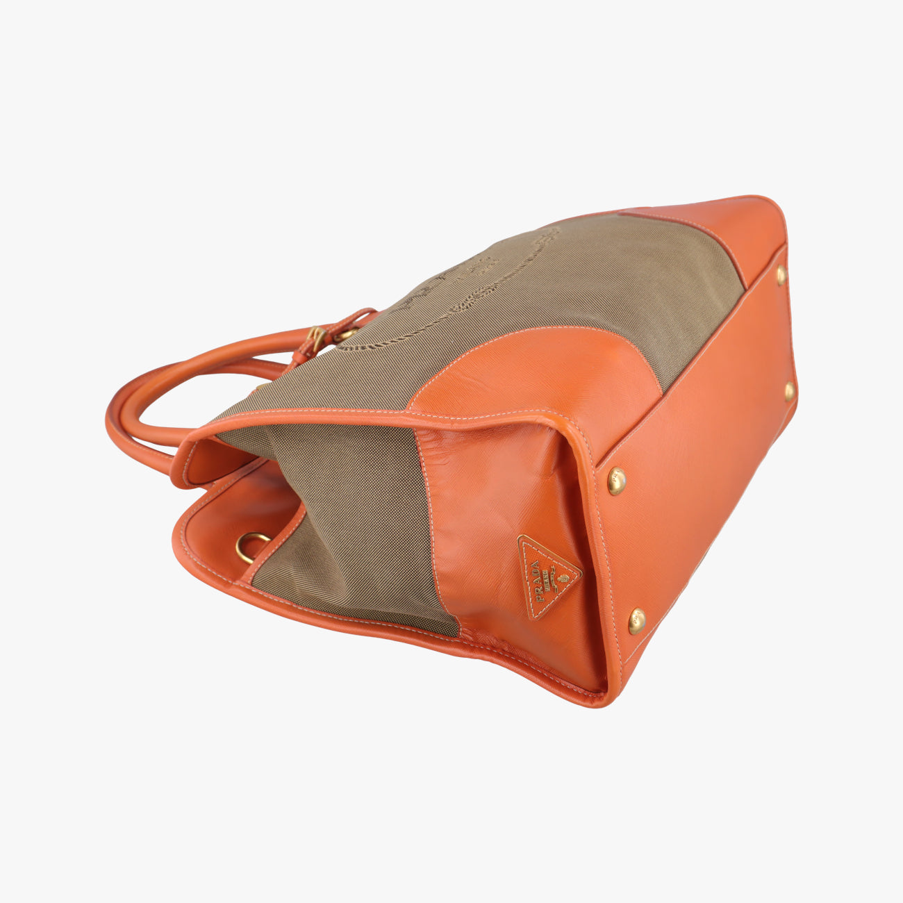 logo jacquard Orange×beige Fabric × SAFFIANO Leather 194ロゴジャガード オレンジ×ベージュ ファブリック×サフィアーノレザー 194