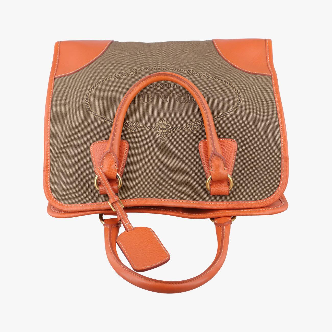 logo jacquard Orange×beige Fabric × SAFFIANO Leather 194ロゴジャガード オレンジ×ベージュ ファブリック×サフィアーノレザー 194