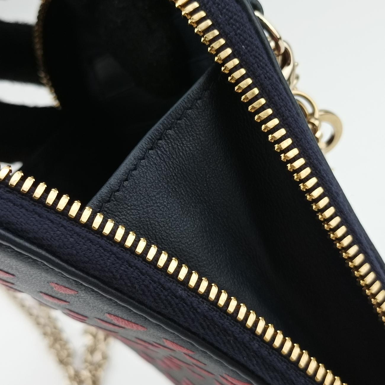 Phone Holder Heart Navy×Red Leather 43-MA-0231フォンホルダー スマホケース ハート ネイビー×レッド レザー 43-MA-0231