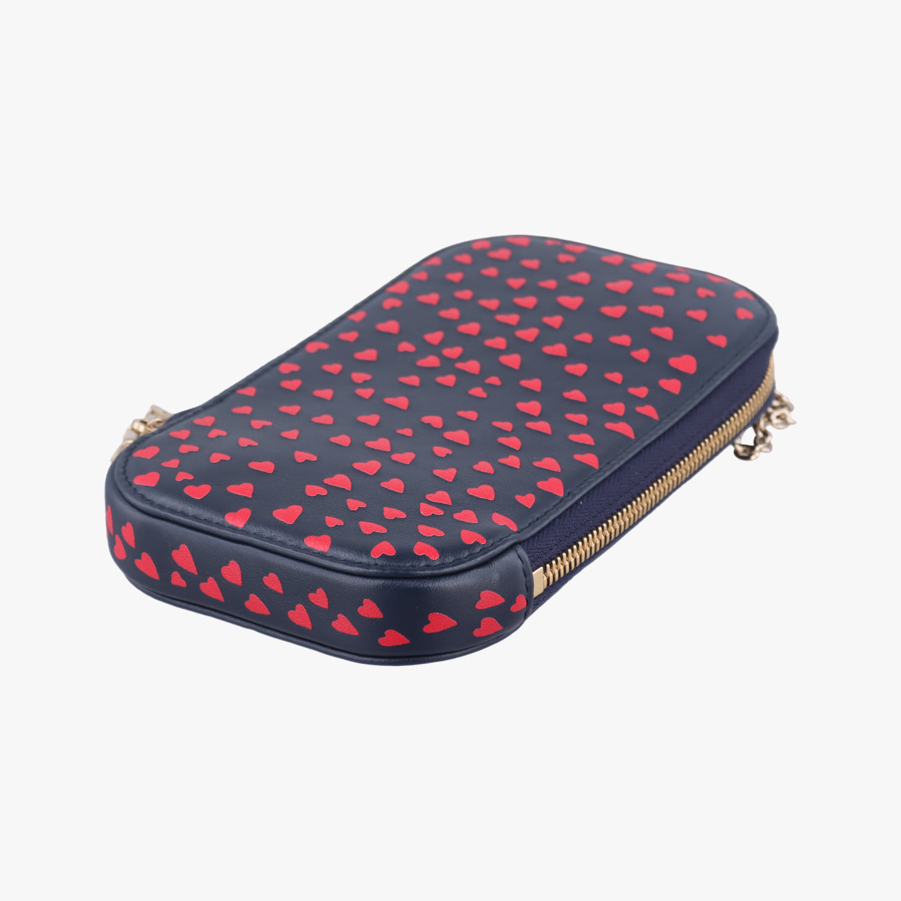 Phone Holder Heart Navy×Red Leather 43-MA-0231フォンホルダー スマホケース ハート ネイビー×レッド レザー 43-MA-0231