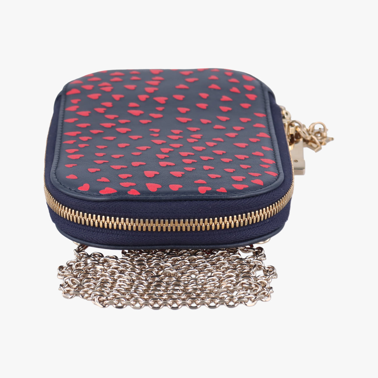 Phone Holder Heart Navy×Red Leather 43-MA-0231フォンホルダー スマホケース ハート ネイビー×レッド レザー 43-MA-0231