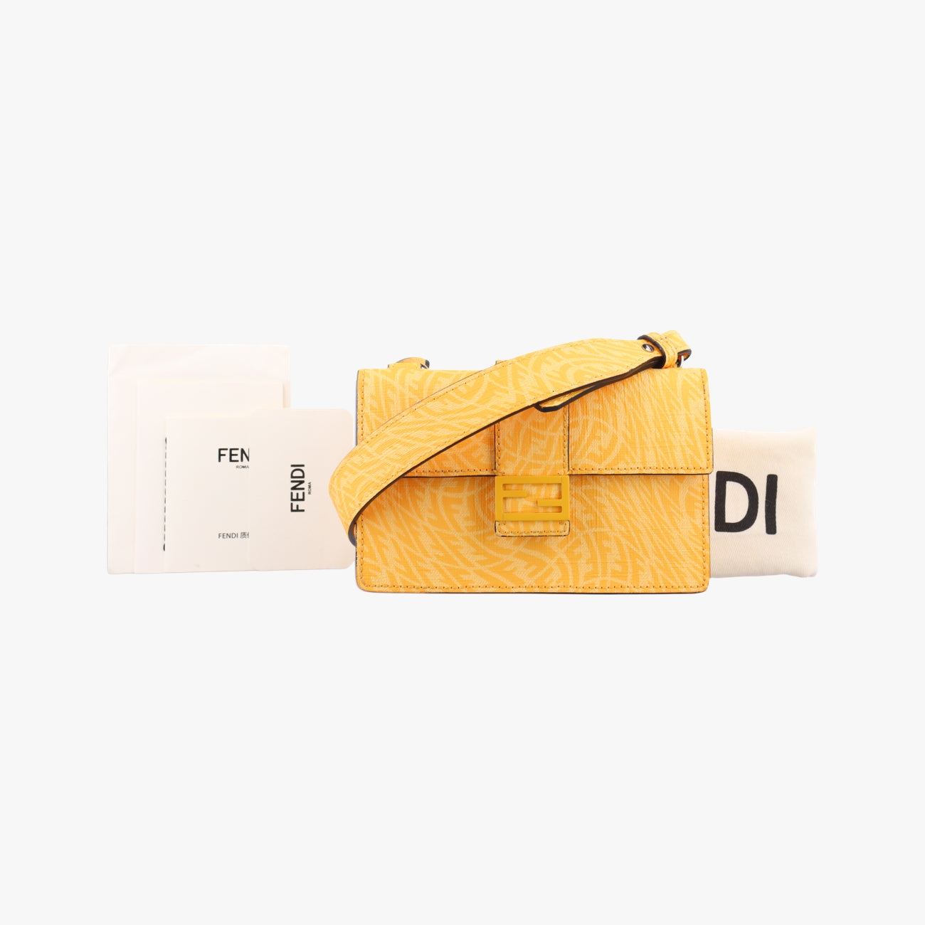 FF Logo Baguette slim Yellow Leather 7M0295 7M0295 AFSM 218-0501バゲット スリム イエロー レザー 7M0295 7M0295 AFSM 218-0501