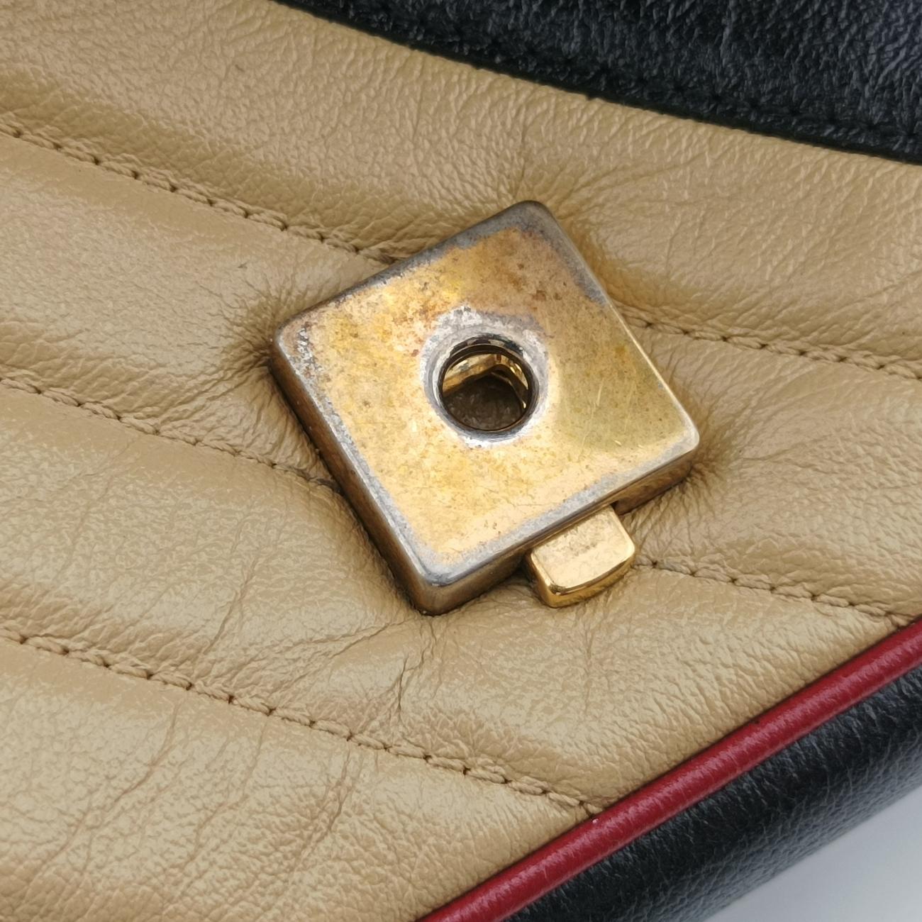 GG Marmont Black x Beige x Red Leather 443497 B029516007GGマーモント ブラック×ベージュ×レッド レザー 443497 B029516007