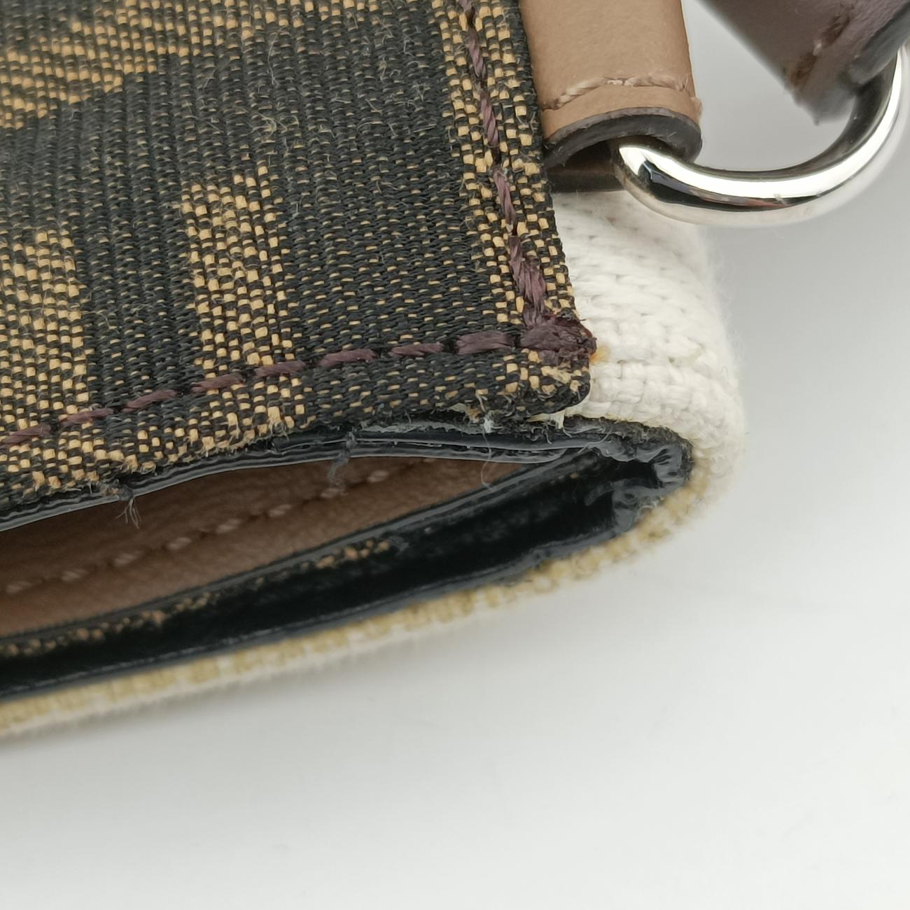 FF Logo Baguette slim Brown×white canvas 7M0295 7M0295 AB50 208-0397バゲット スリム ブラウン×ホワイト キャンバス 7M0295 7M0295 AB50 208-0397