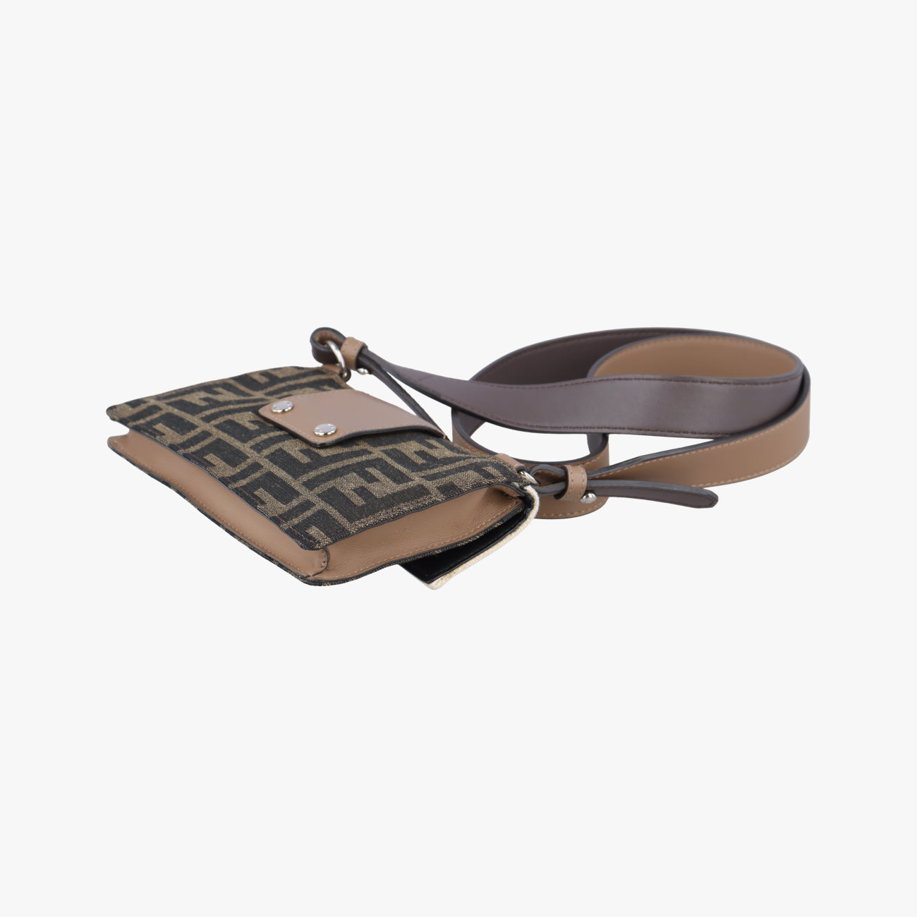 FF Logo Baguette slim Brown×white canvas 7M0295 7M0295 AB50 208-0397バゲット スリム ブラウン×ホワイト キャンバス 7M0295 7M0295 AB50 208-0397