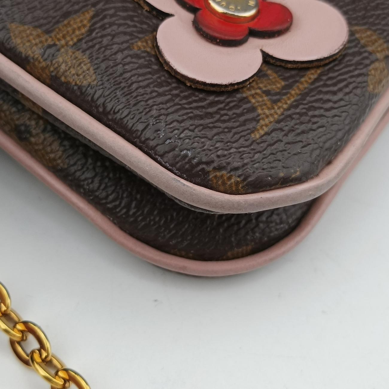 Pochette Double Zip Blooming Flowers brown×multicolor Monogram Canvas×calf leather M63905 GI4178ポシェット ドゥーブルジップ ブルーミングフラワー モノグラム/ブラウン系×マルチカラー モノグラムキャンバス×カーフレザー M63905 GI4178