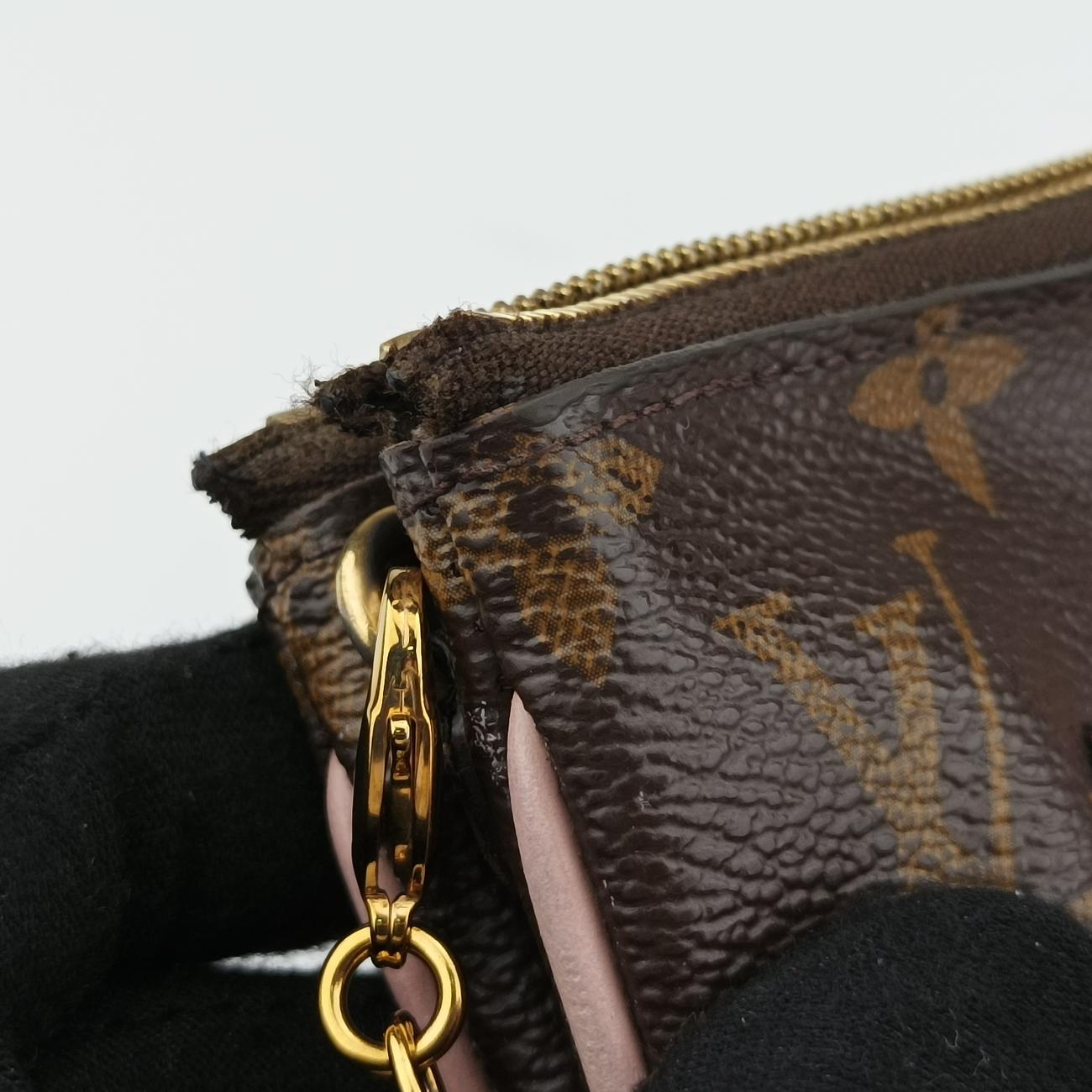 Pochette Double Zip Blooming Flowers brown×multicolor Monogram Canvas×calf leather M63905 GI4178ポシェット ドゥーブルジップ ブルーミングフラワー モノグラム/ブラウン系×マルチカラー モノグラムキャンバス×カーフレザー M63905 GI4178