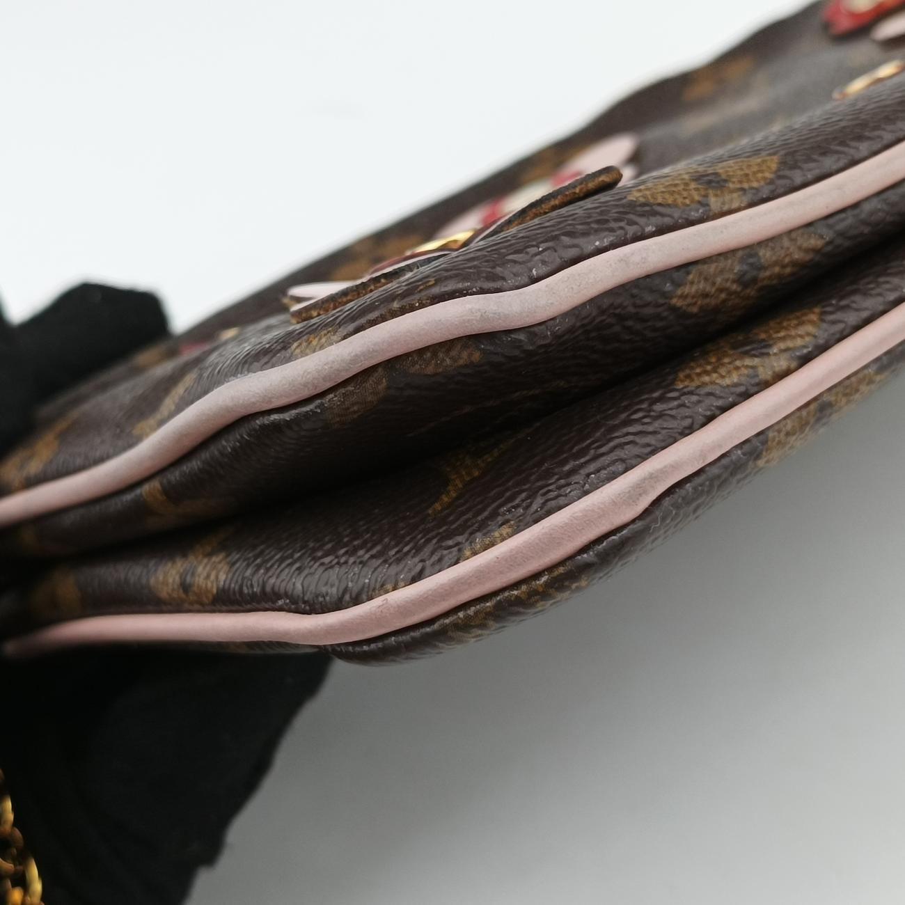 Pochette Double Zip Blooming Flowers brown×multicolor Monogram Canvas×calf leather M63905 GI4178ポシェット ドゥーブルジップ ブルーミングフラワー モノグラム/ブラウン系×マルチカラー モノグラムキャンバス×カーフレザー M63905 GI4178